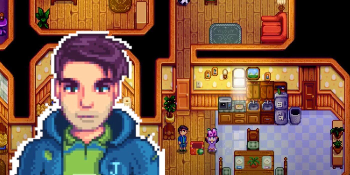 shane from stardew valley with marnie's house as a backdrop