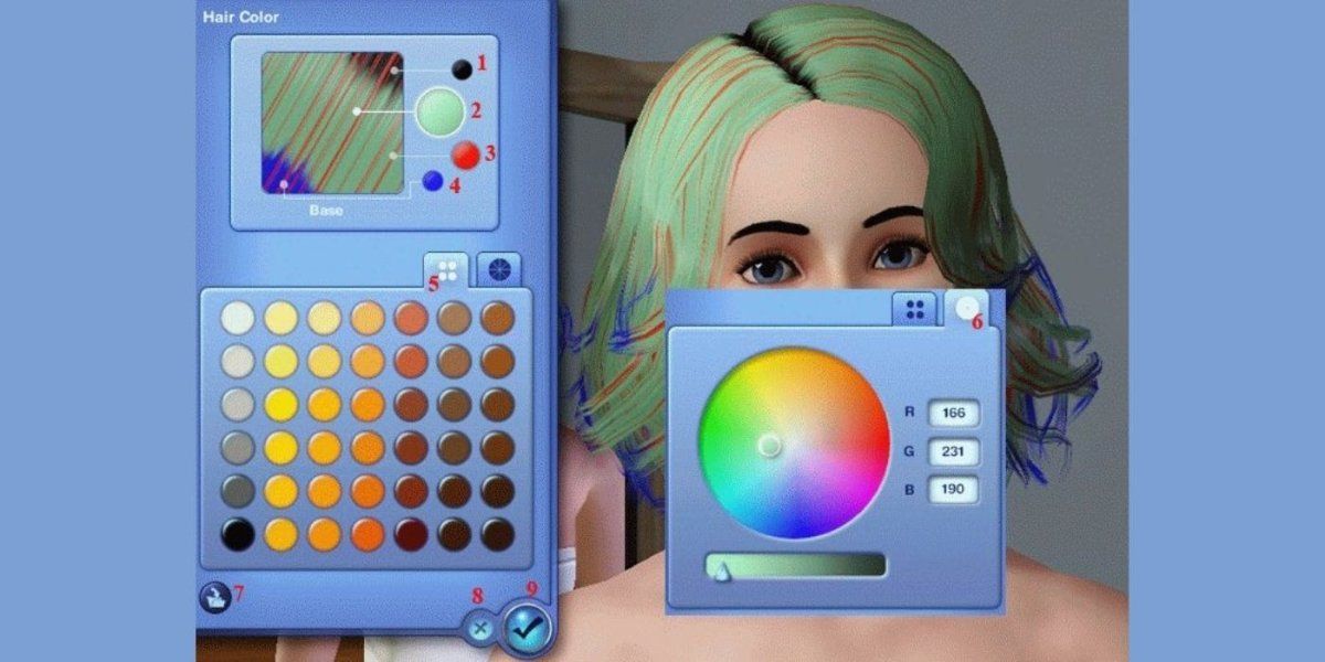color wheel interface from the sims 3 allowed high level of customization