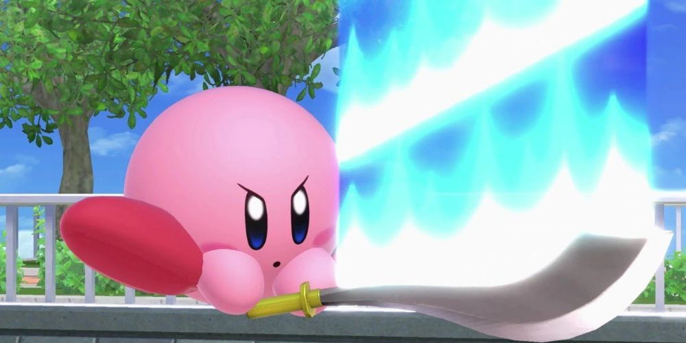 Kirby Using His Sword Up-Special In Smash Bros. Ultimate