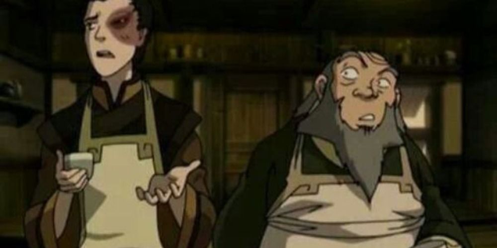 Uncle Iroh looking shocked at Zuko