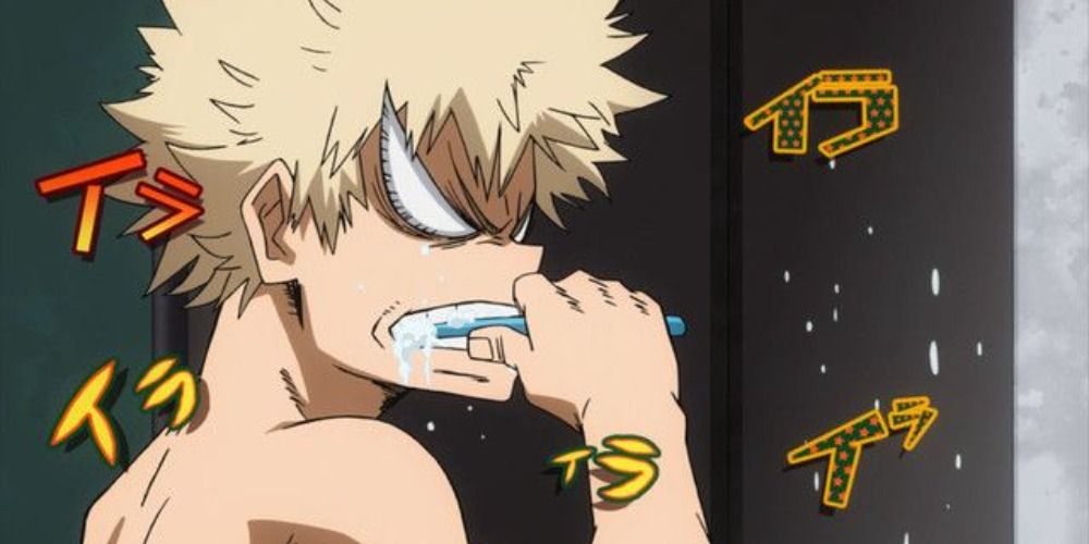 Bakugo Brushing His Teeth