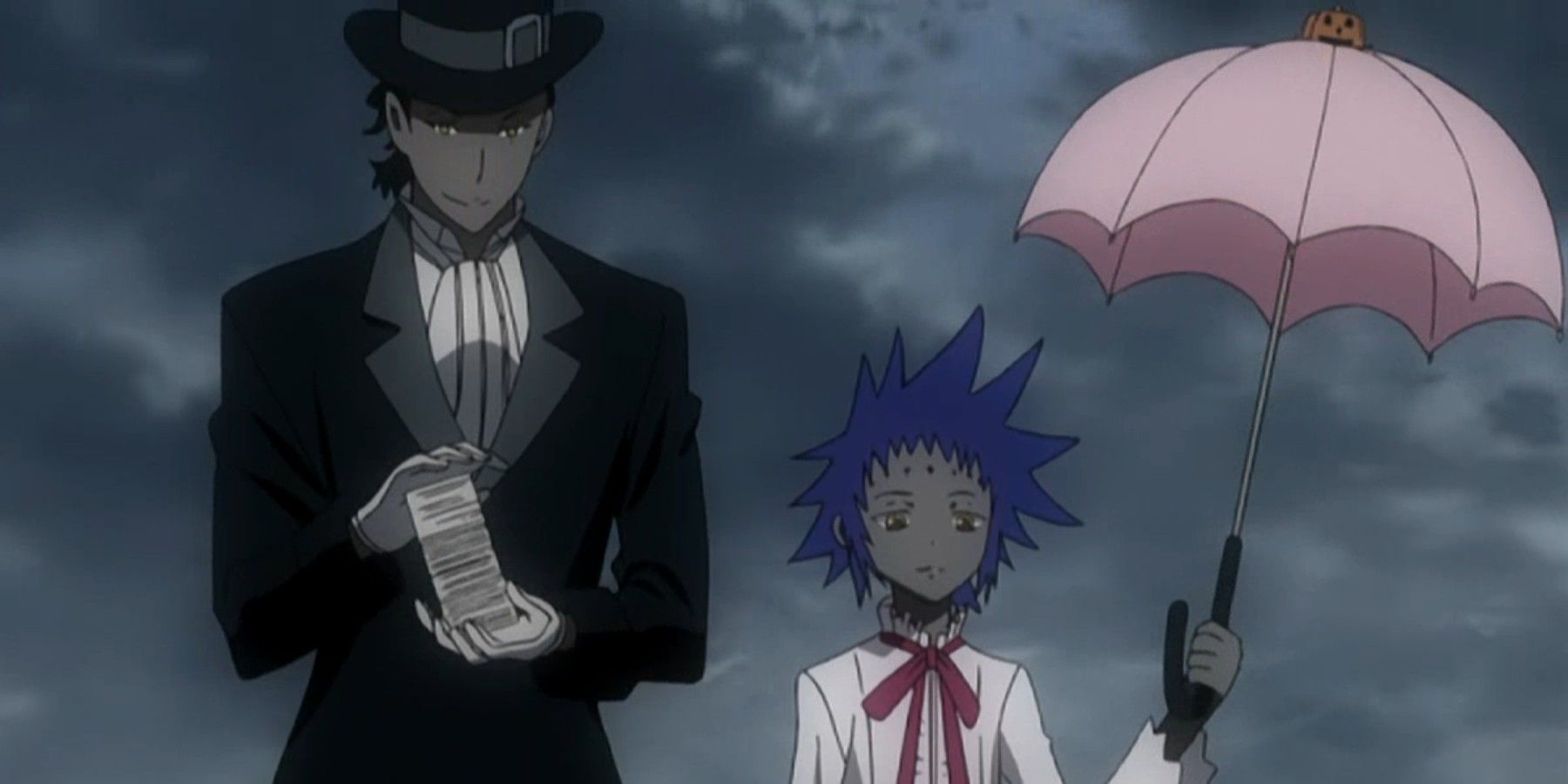 Tyki Mikk and Road Kamelot from D.Gray-man standing together.