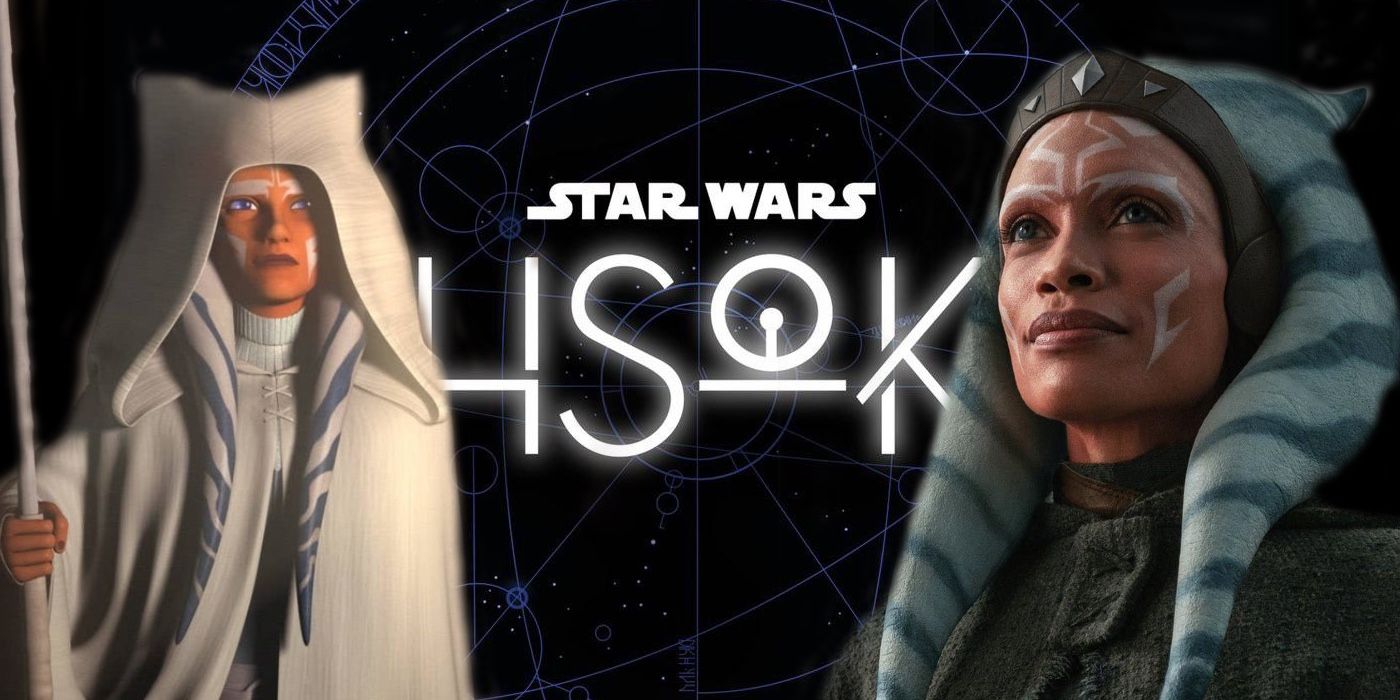 Ahsoka in live action and animation with her solo series logo