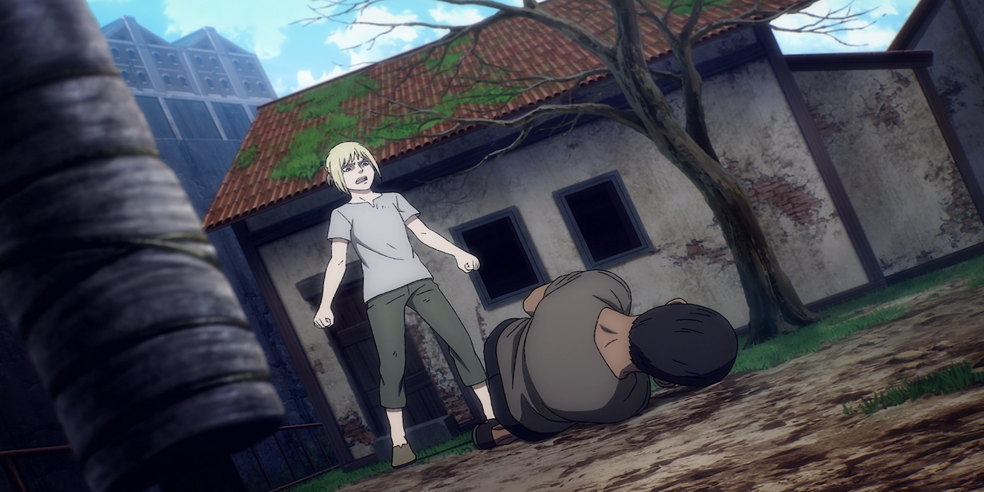 Annie cripples her foster father in Attack on Titan