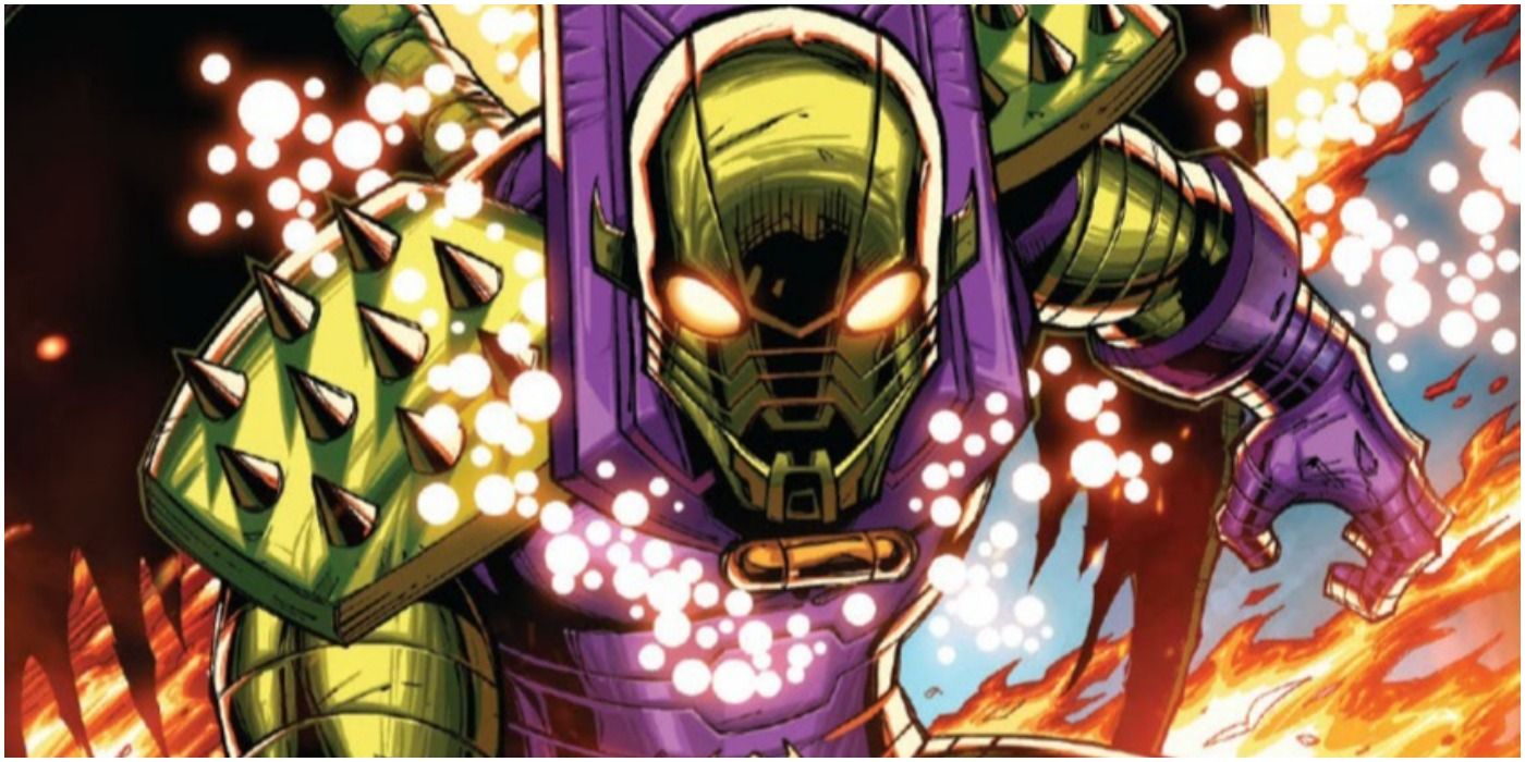 Annihilus crouches down with flames roaring behind him in Marvel Comics