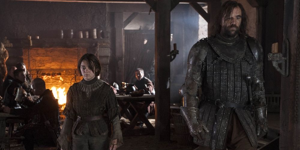 Arya and the Hound at the Crossroads in Game of Thrones
