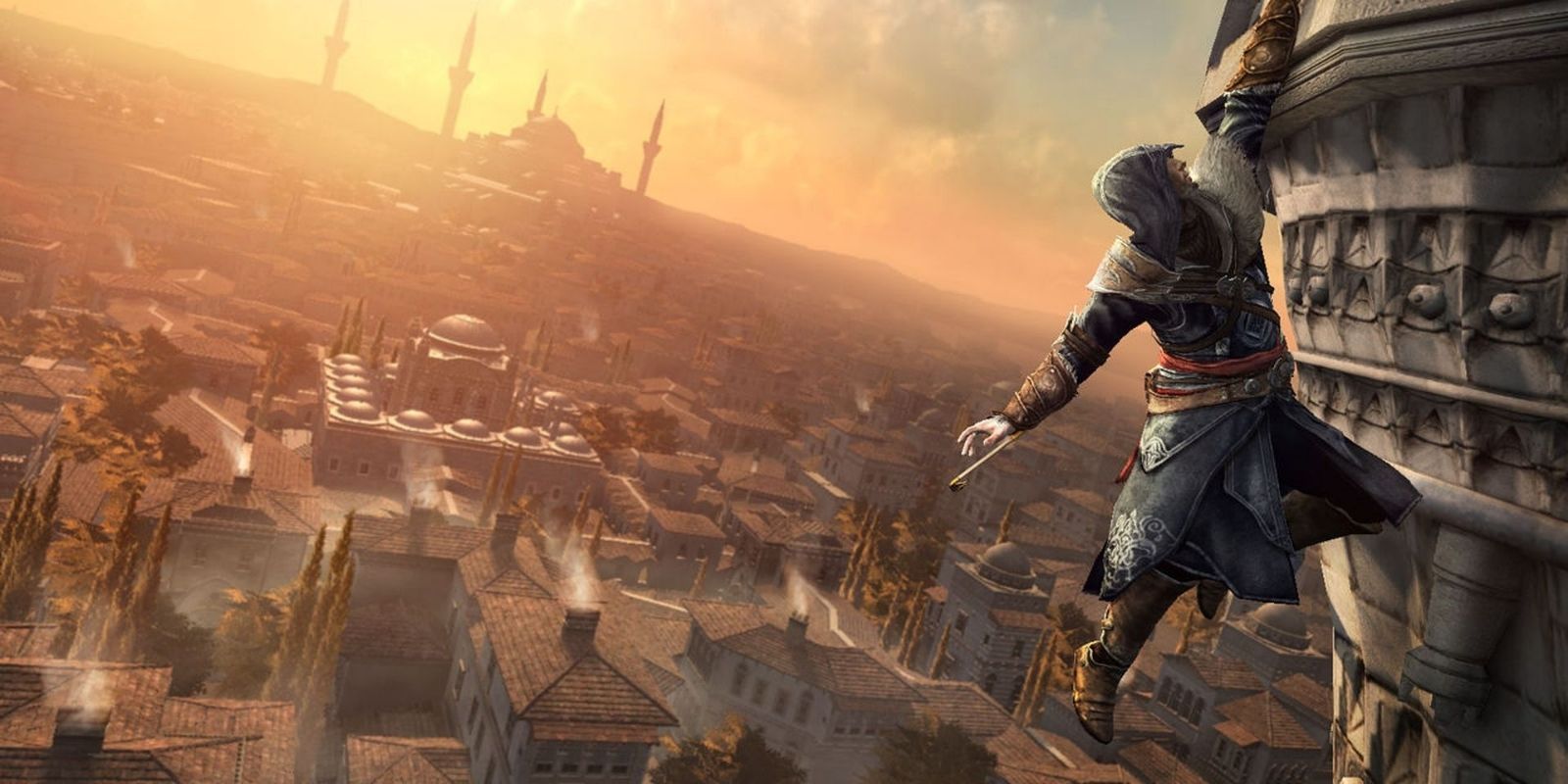 Assassin's Creed character scaling a building