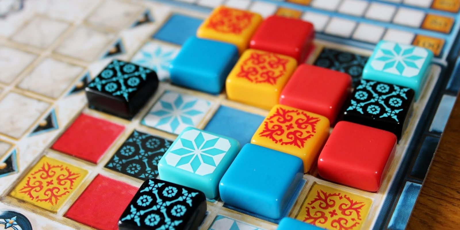 Several tiles from Azul board game.
