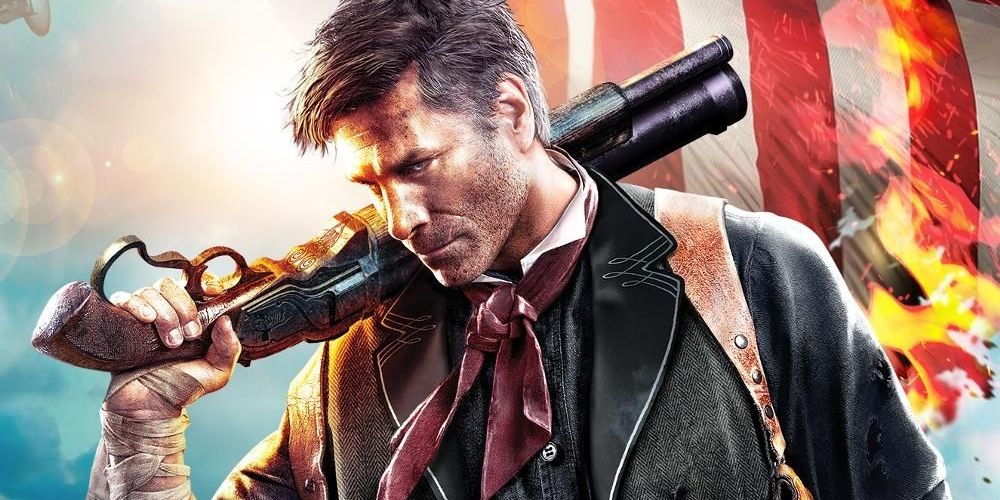 Booker DeWitt on the front cover of Bioshock Infinite game