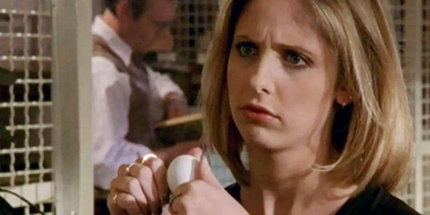 Buffy complains about her egg in Buffy the Vampire Slayer