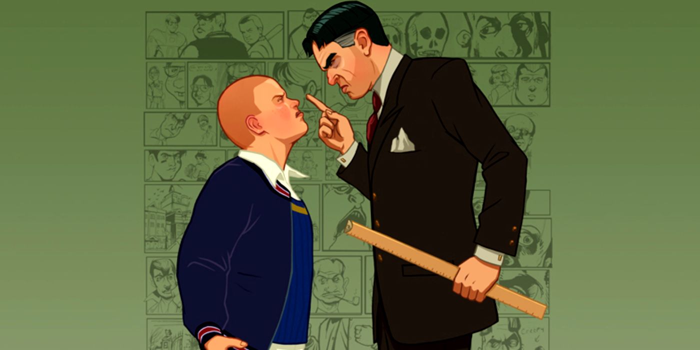 Cover art depicting Jimmy Hopkins and the school principal in a heated argument, as seen in Bully.