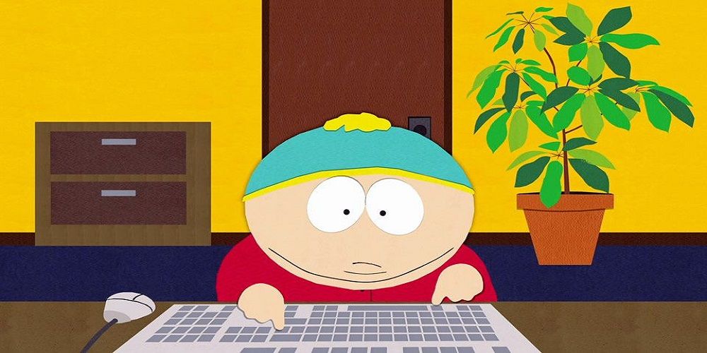 Eric Cartman on the computer in South Park.