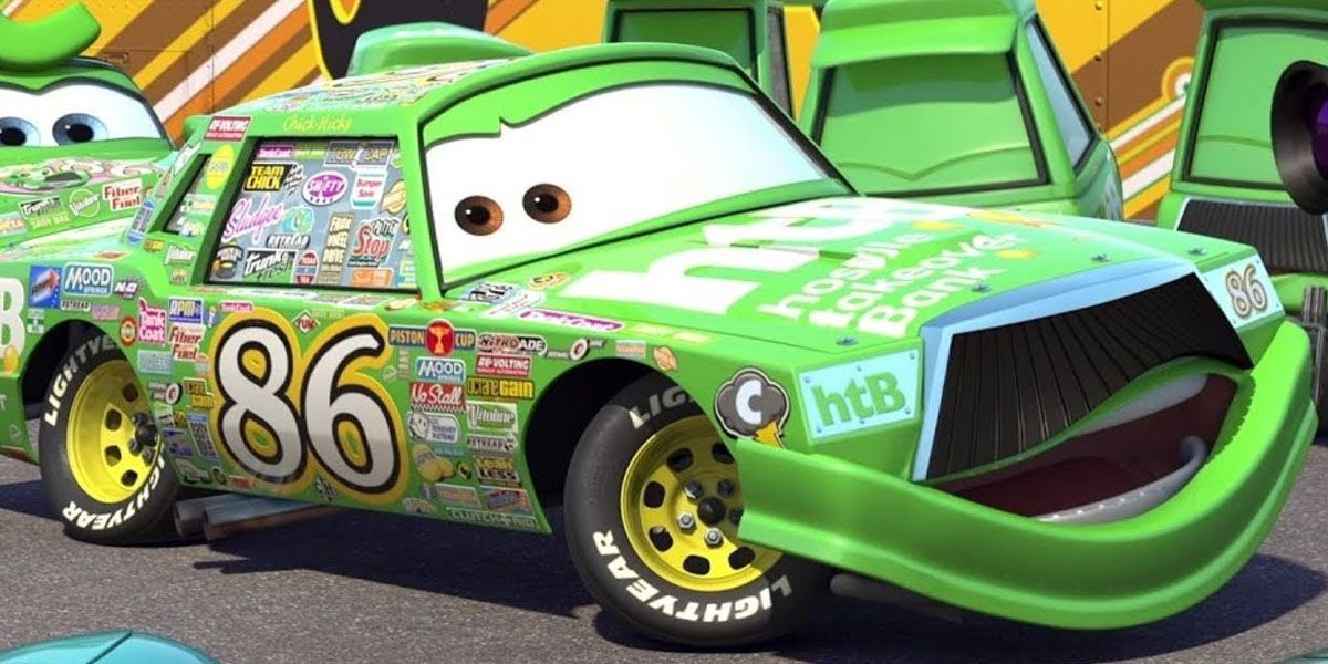 Chick Hicks talking in front of his fans