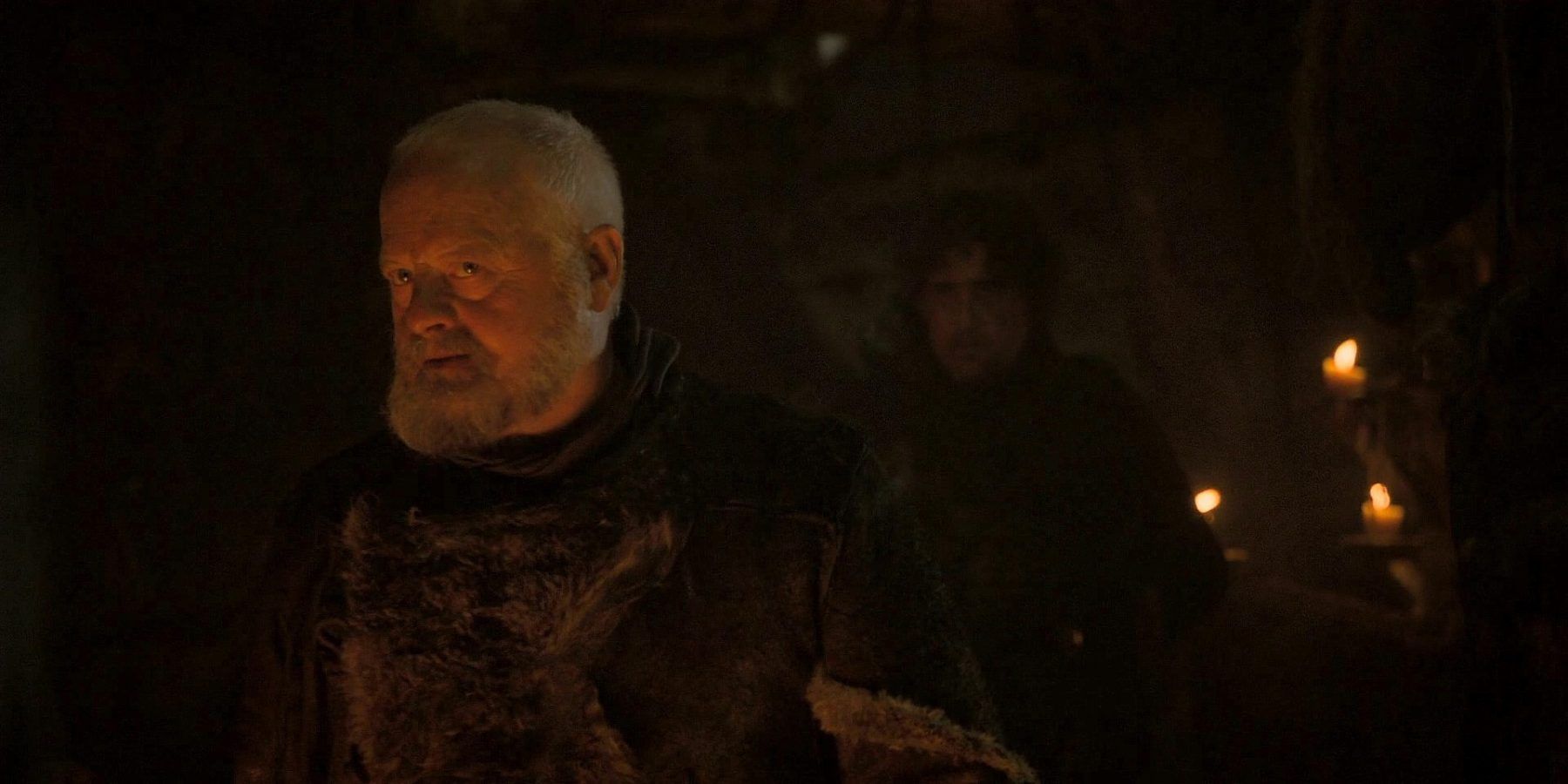 Craster confronting the Night's Watch in Game of Thrones.