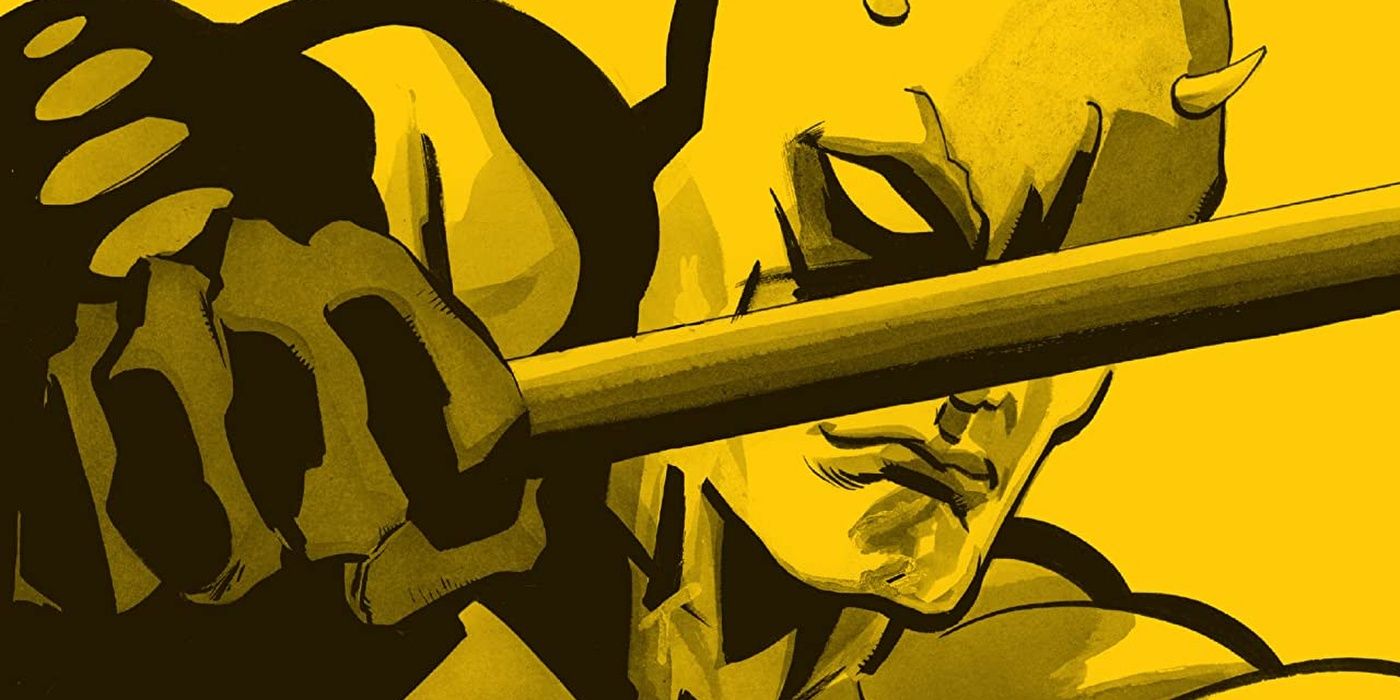 An image of Daredevil with his Billy Club from the comic, Daredevil Yellow