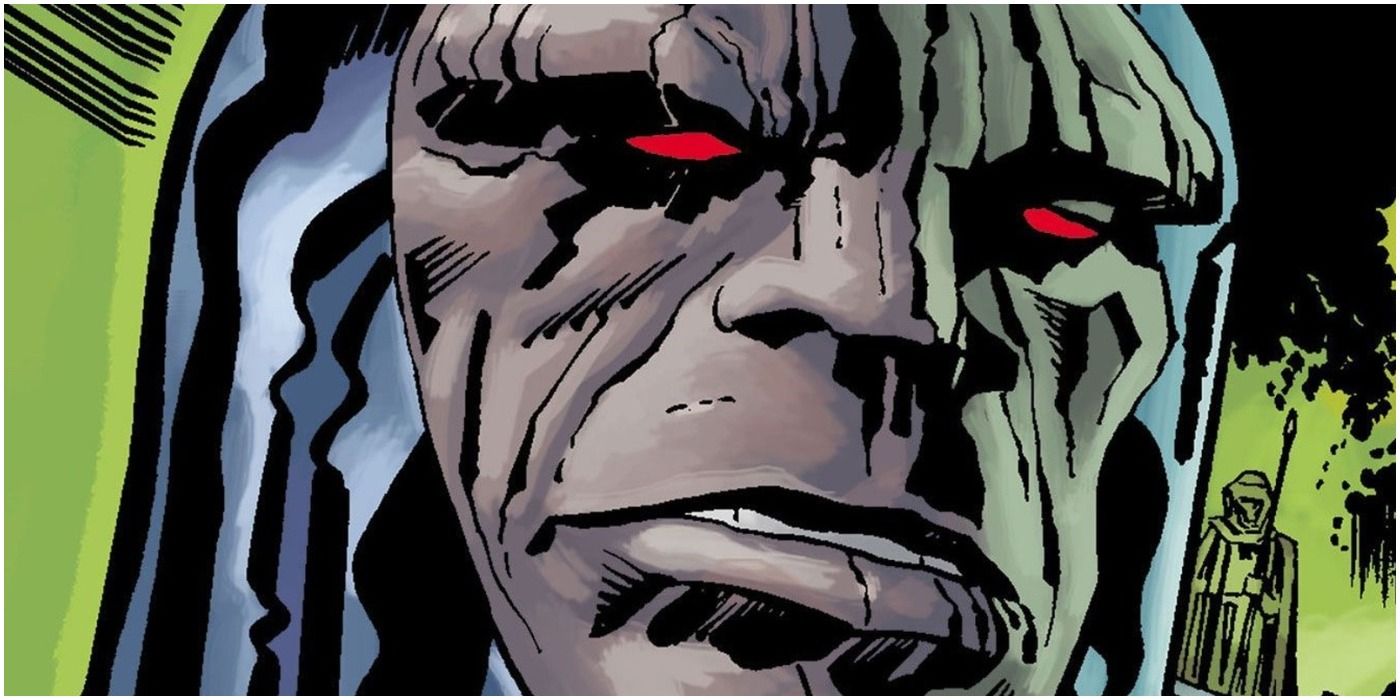 Darkseid's eyes glow red in DC Comics' New Gods.