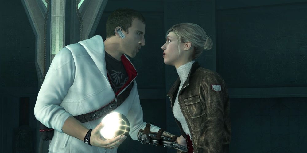 Desmond stabs Lucy with his hidden blade in the ending of Assassin's Creed Brotherhood