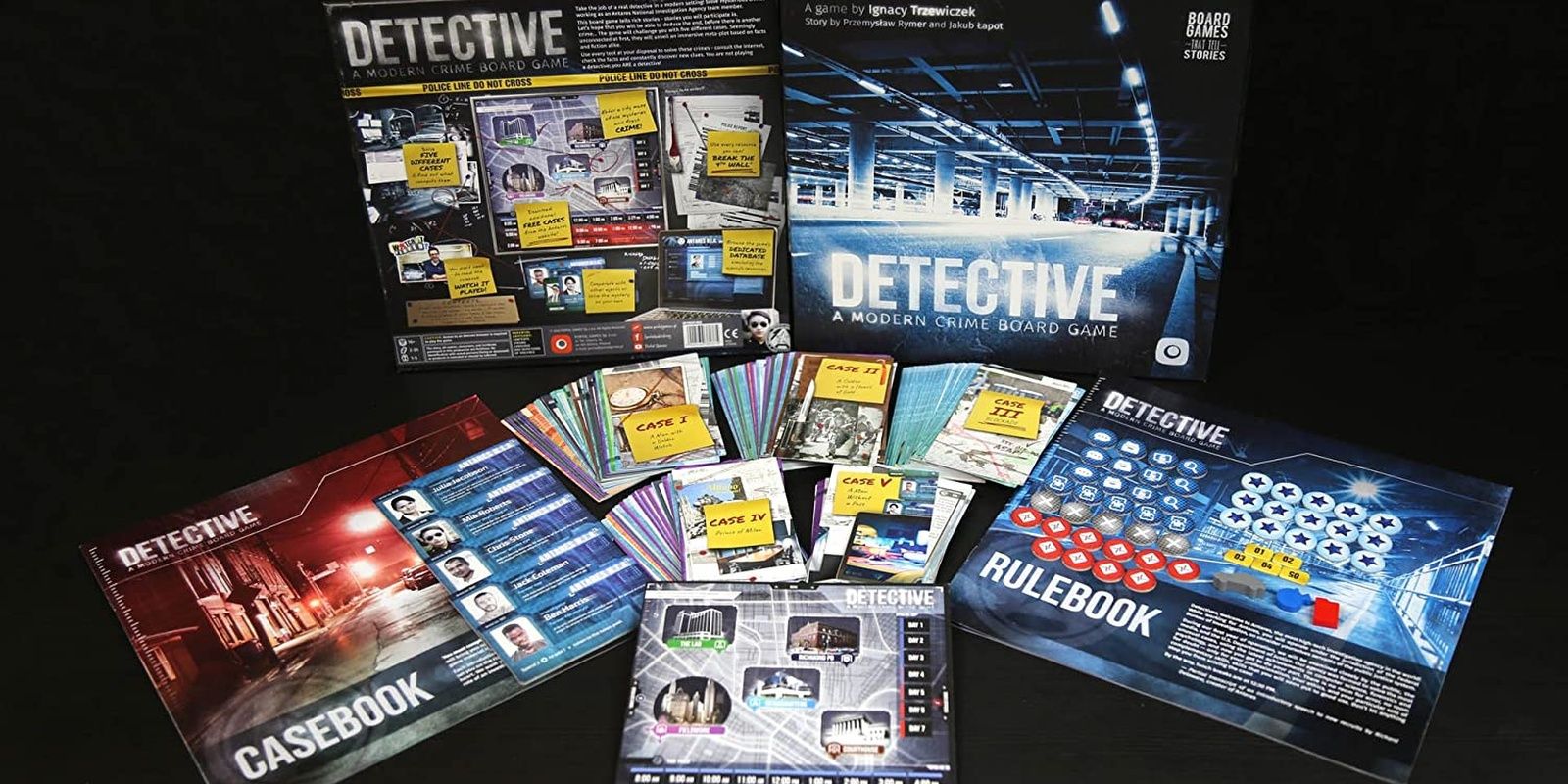 Detective A Modern Crime Board Game Components And Box