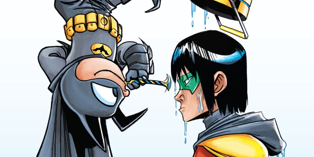 Bat-Mite antagonizing Robin in DC Comics.