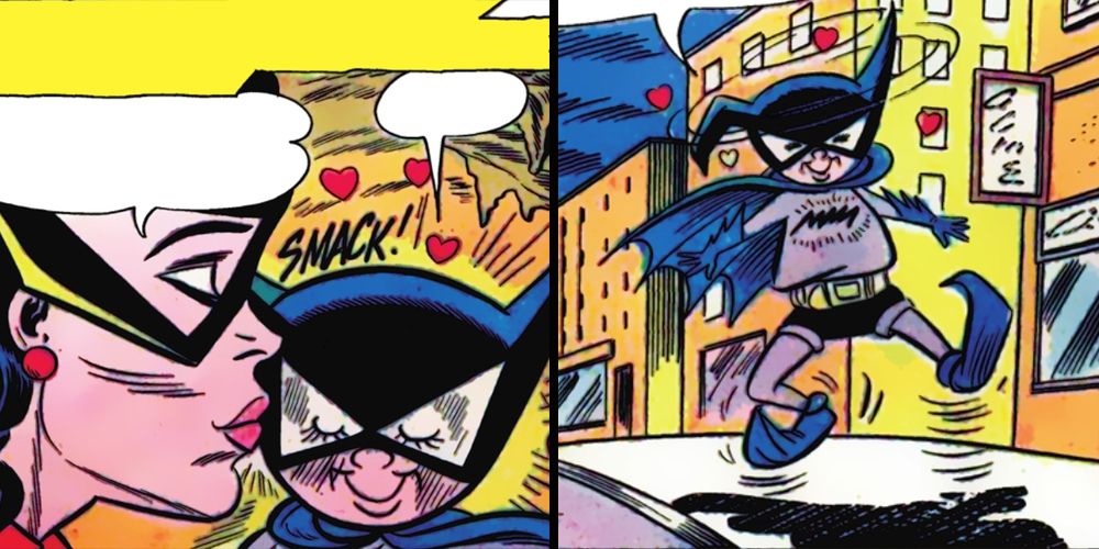 Batwoman kisses Bat-Mite in DC Comics
