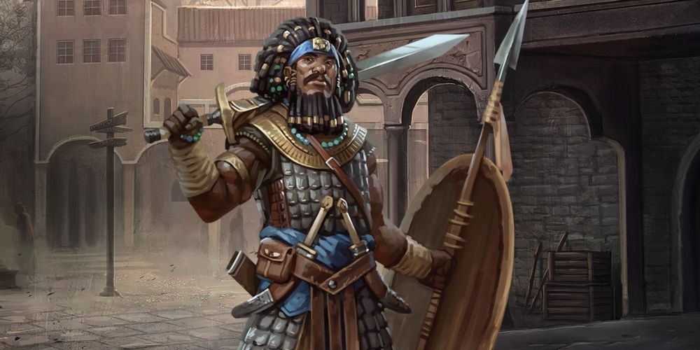 A Fighter with a sword, shield, and spear in Dungeons & Dragons Fifth Edition