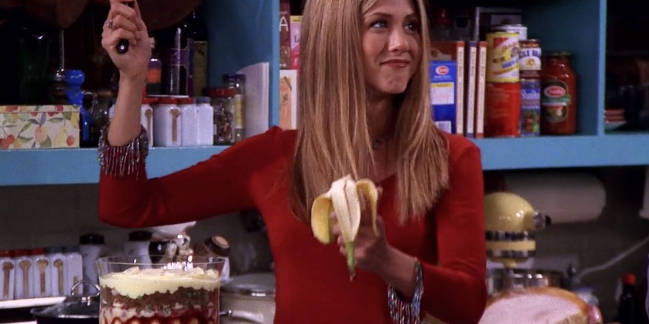 Rachel cooks a trifle in Monica's apartment in Friends.