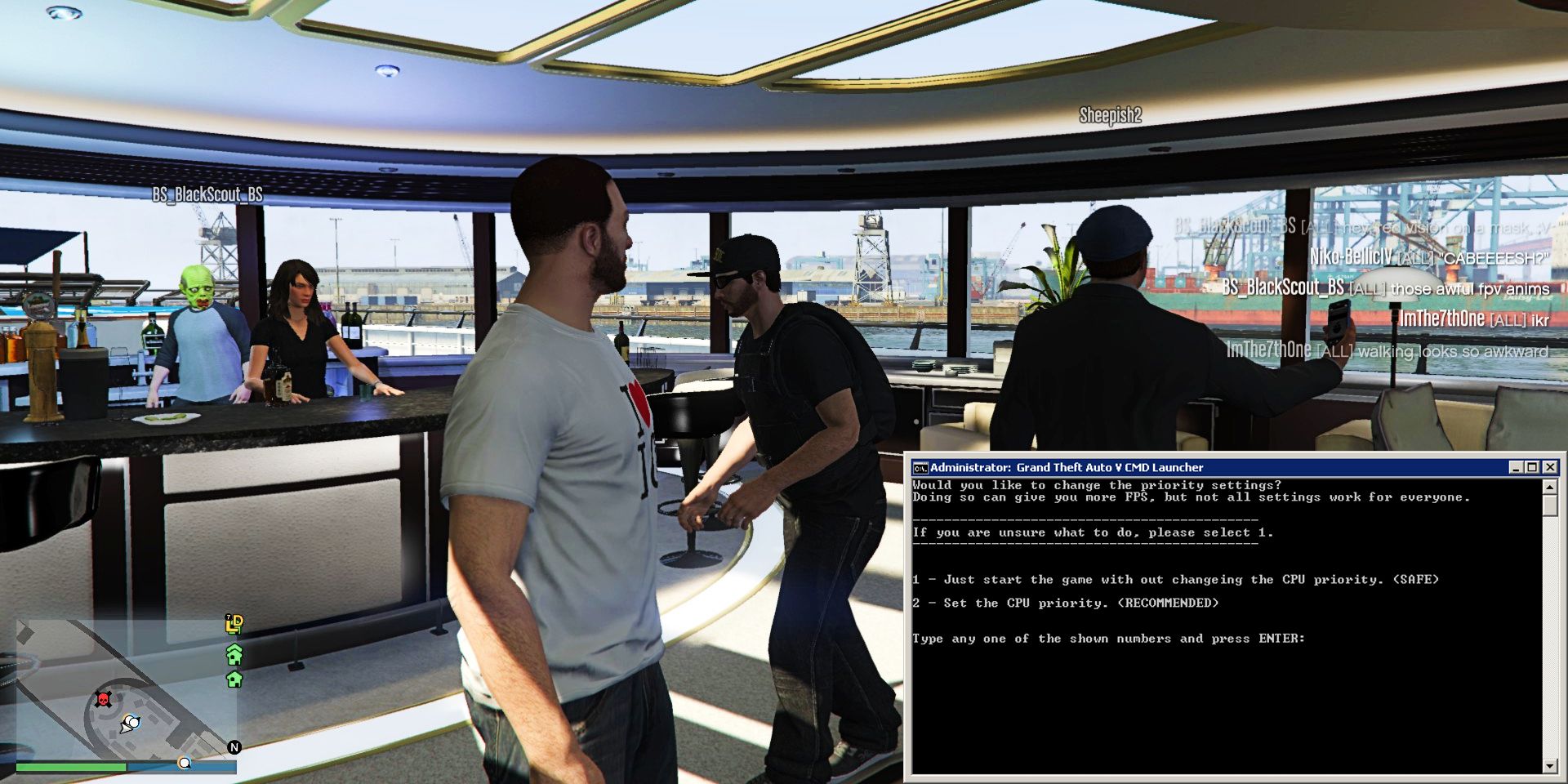 Screenshot of the FPS Booster mod running in GTA V.