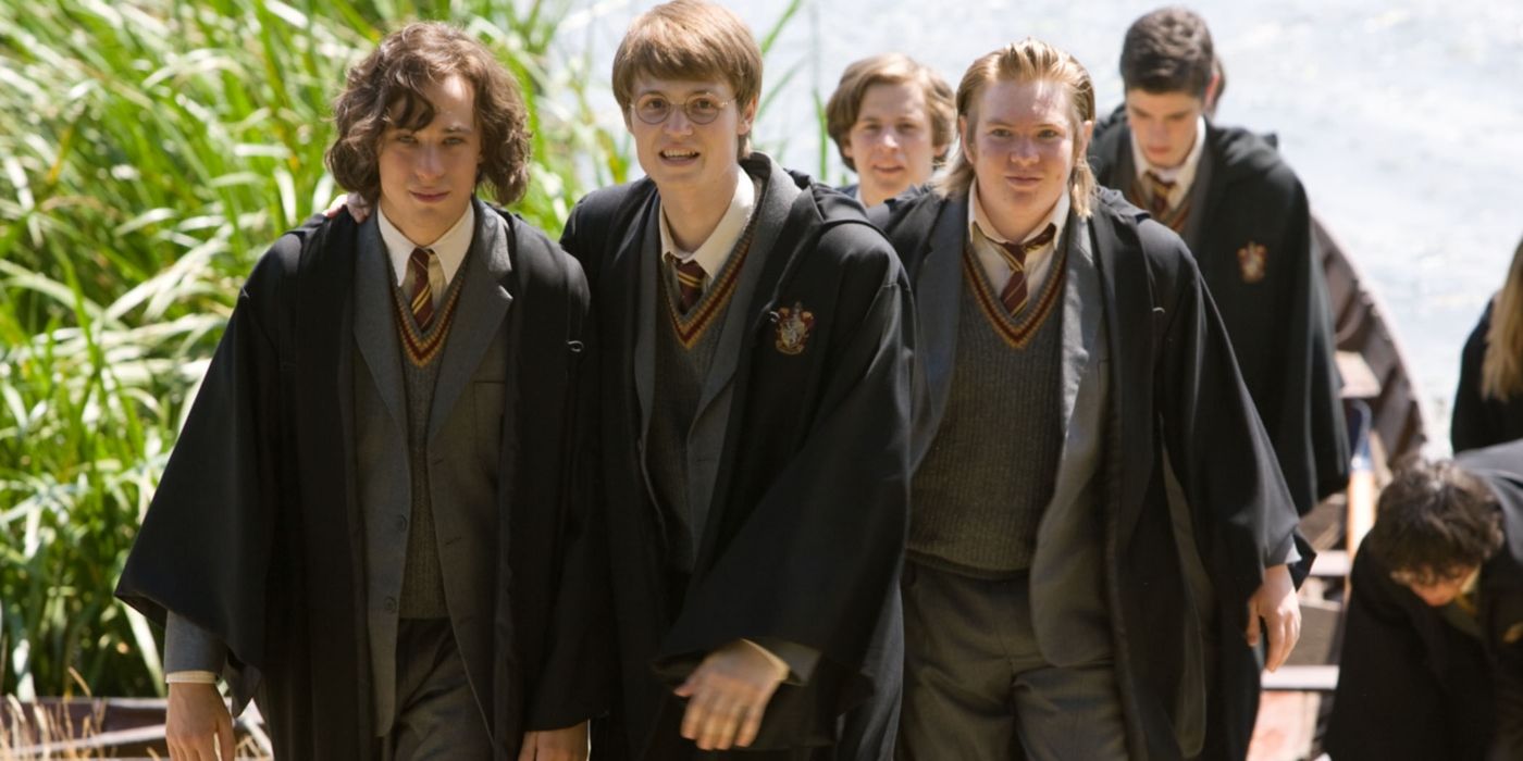The marauders, James Potter, Sirius Black, and Peter Pettigrew, in a Harry Potter flashback