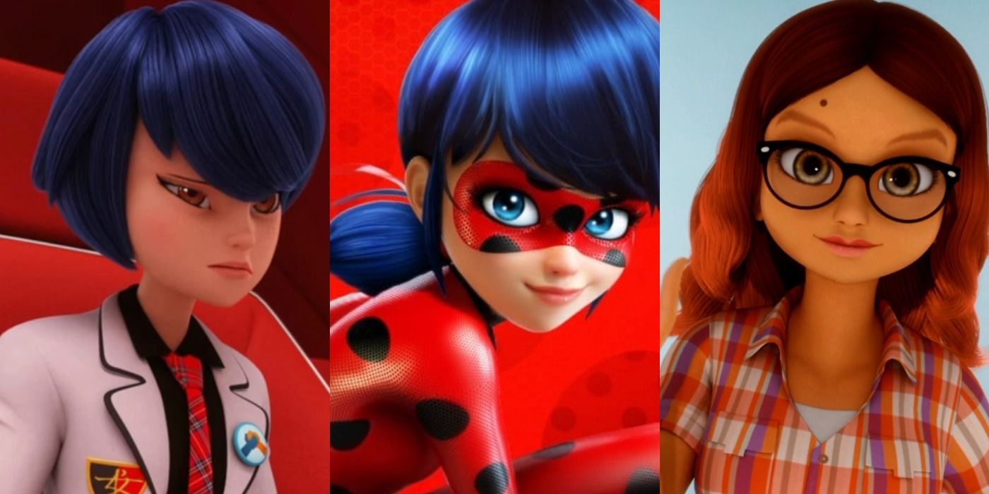 A split image features Kagami, Ladybug, and Alya in Miraculous Ladybug