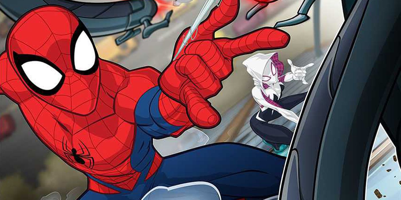 Homem-Aranha e Gwen-Aranha na série animada do Homem-Aranha da Marvel