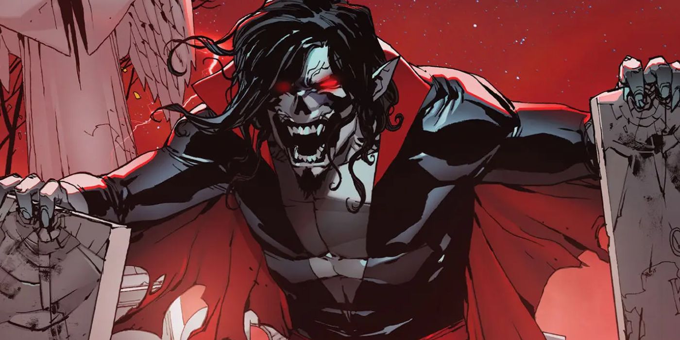 Morbius the Living Vampire in a cemetery marvel comics