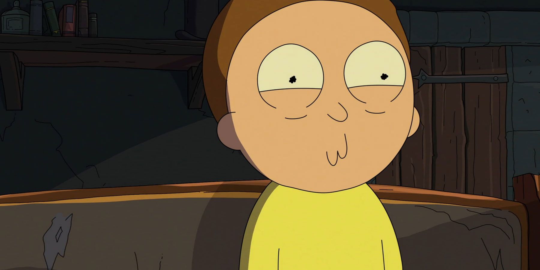 Morty Smith making his signature face in Rick and Morty