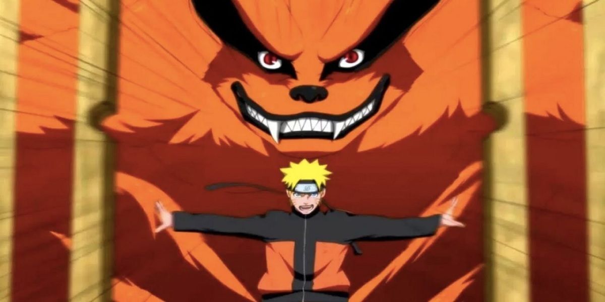 Naruto and Kurama in Naruto.