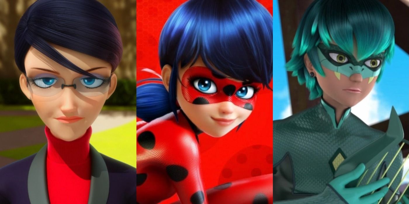 A split image depicts Nathalie, Ladybug, and Viperion in Miraculous Ladybug