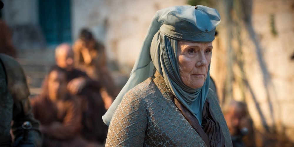 Dame Diana Rigg as Olenna Tyrell at King's Landing in Game of Thrones