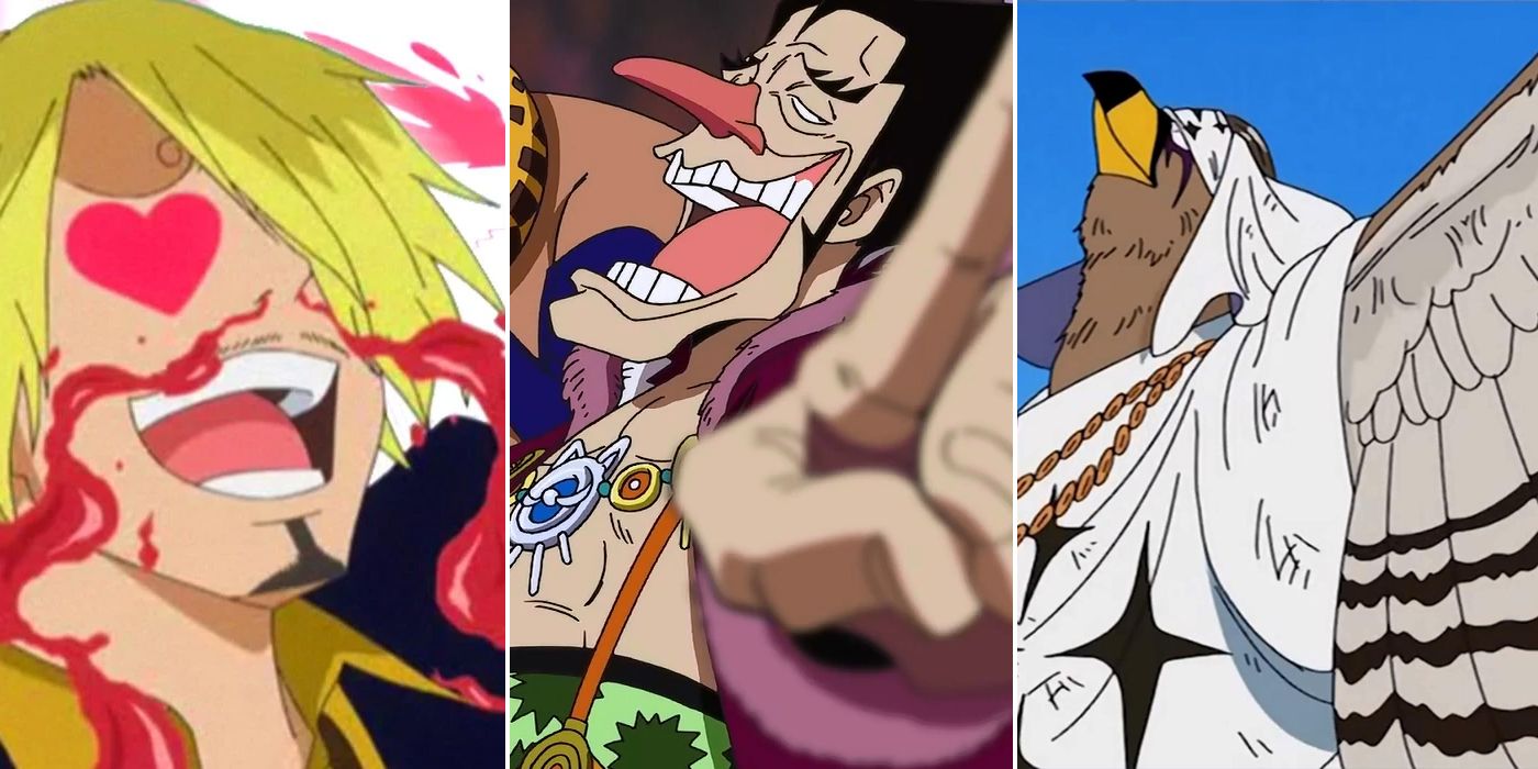 Sanji gets a nose bleed. Foxy taunts Luffy. Pell sacrifices himself.