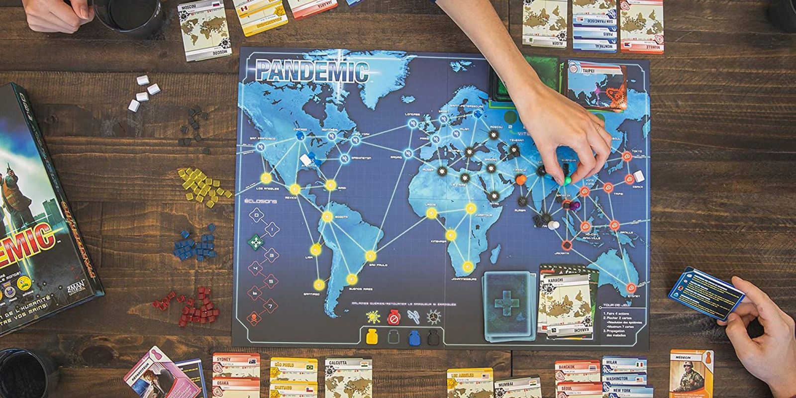 An in-progress game of Pandemic.