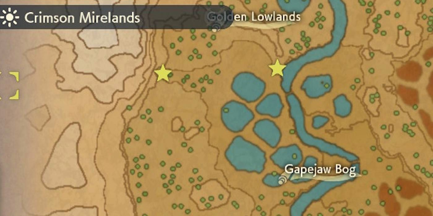 Pokémon Legends: Arceus Crimson Mirelands wisp 2 map location.