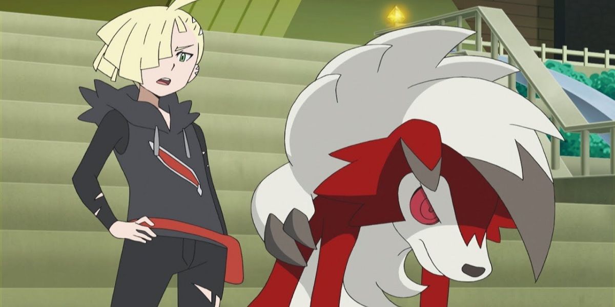 Gladion and Lycanroc in Pokémon.