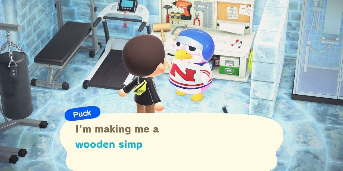 Puck the Penguin aldeão conversando com o jogador em Animal Crossing: New Horizons