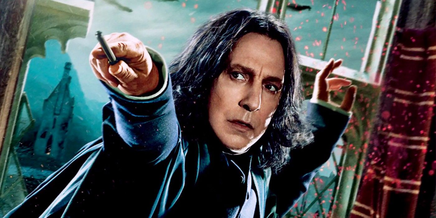 Severus Snape casting a spell in Harry Potter.