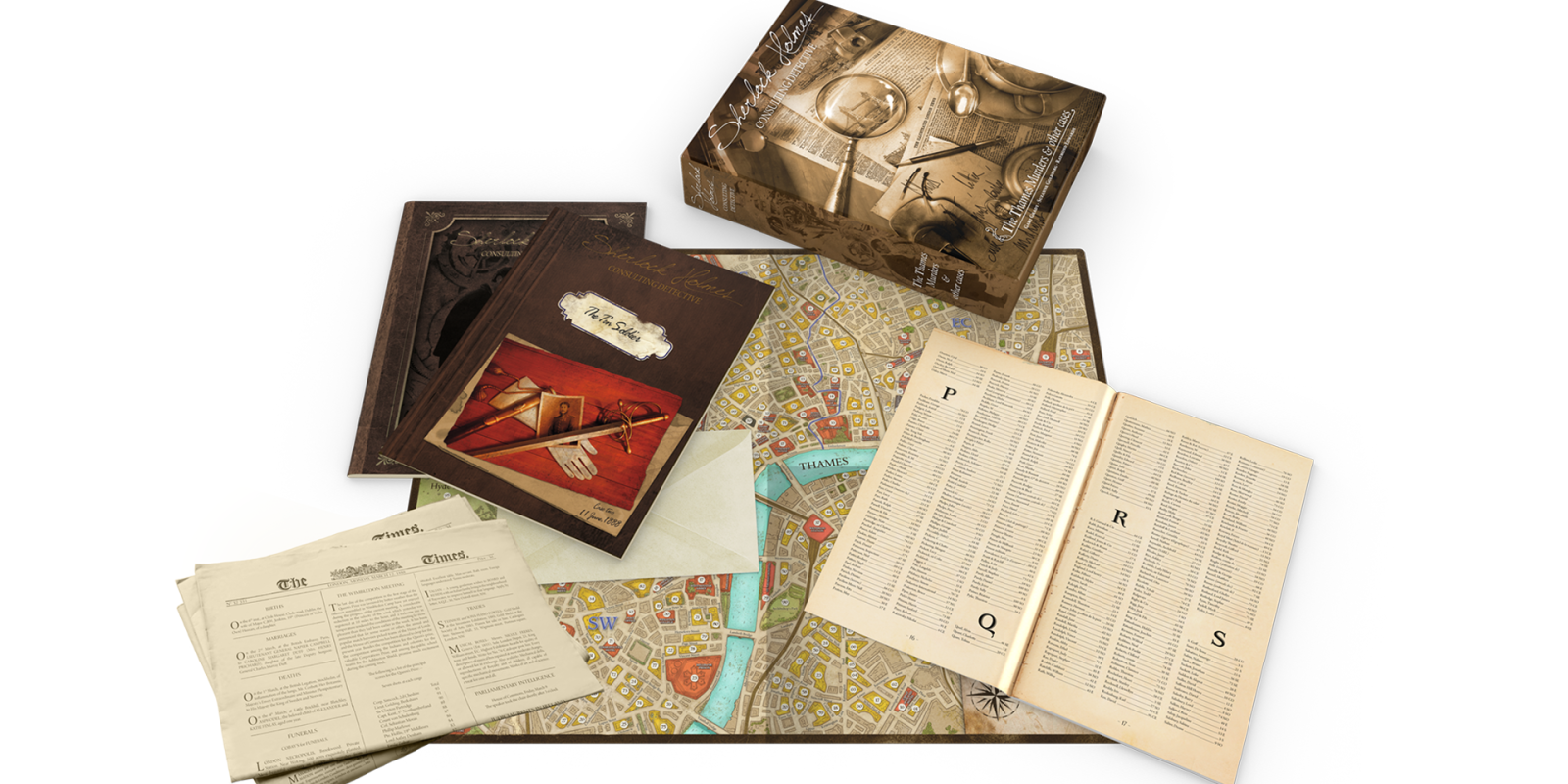 Sherlock Holmes Consulting Detective Board Game Contents Inside The Box