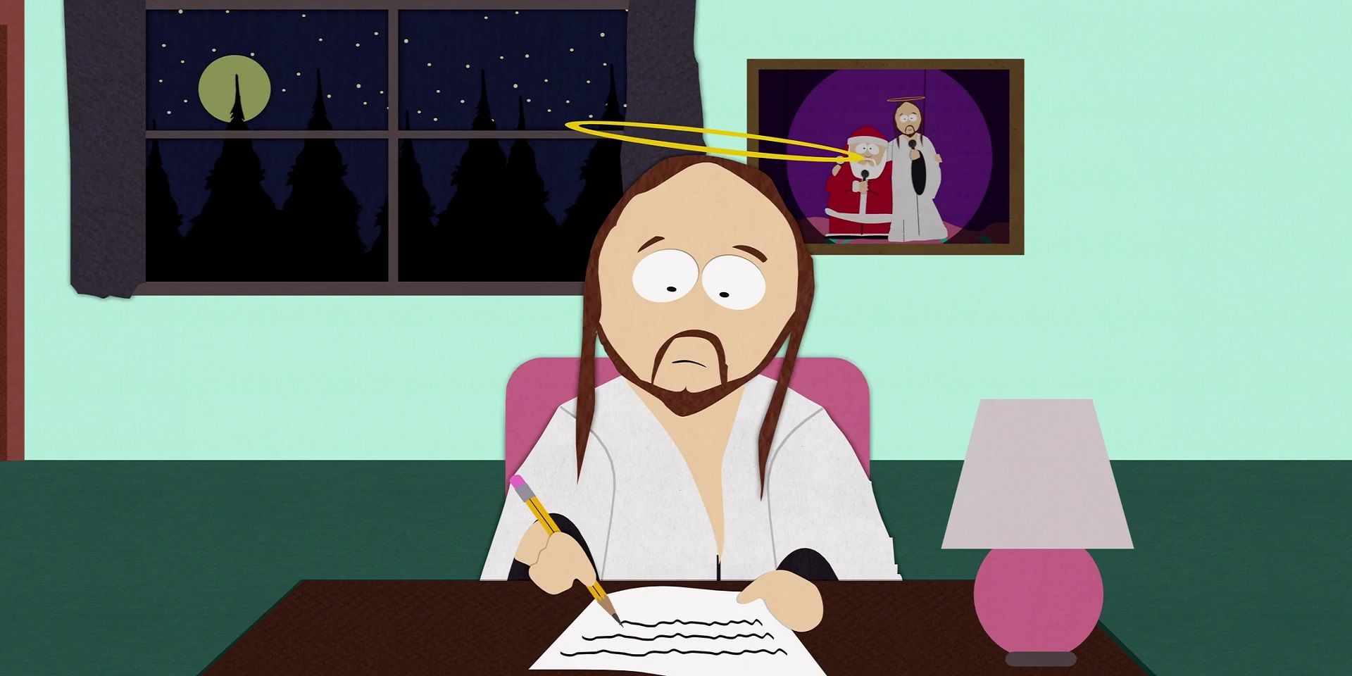 Jesus writes a letter in South Park