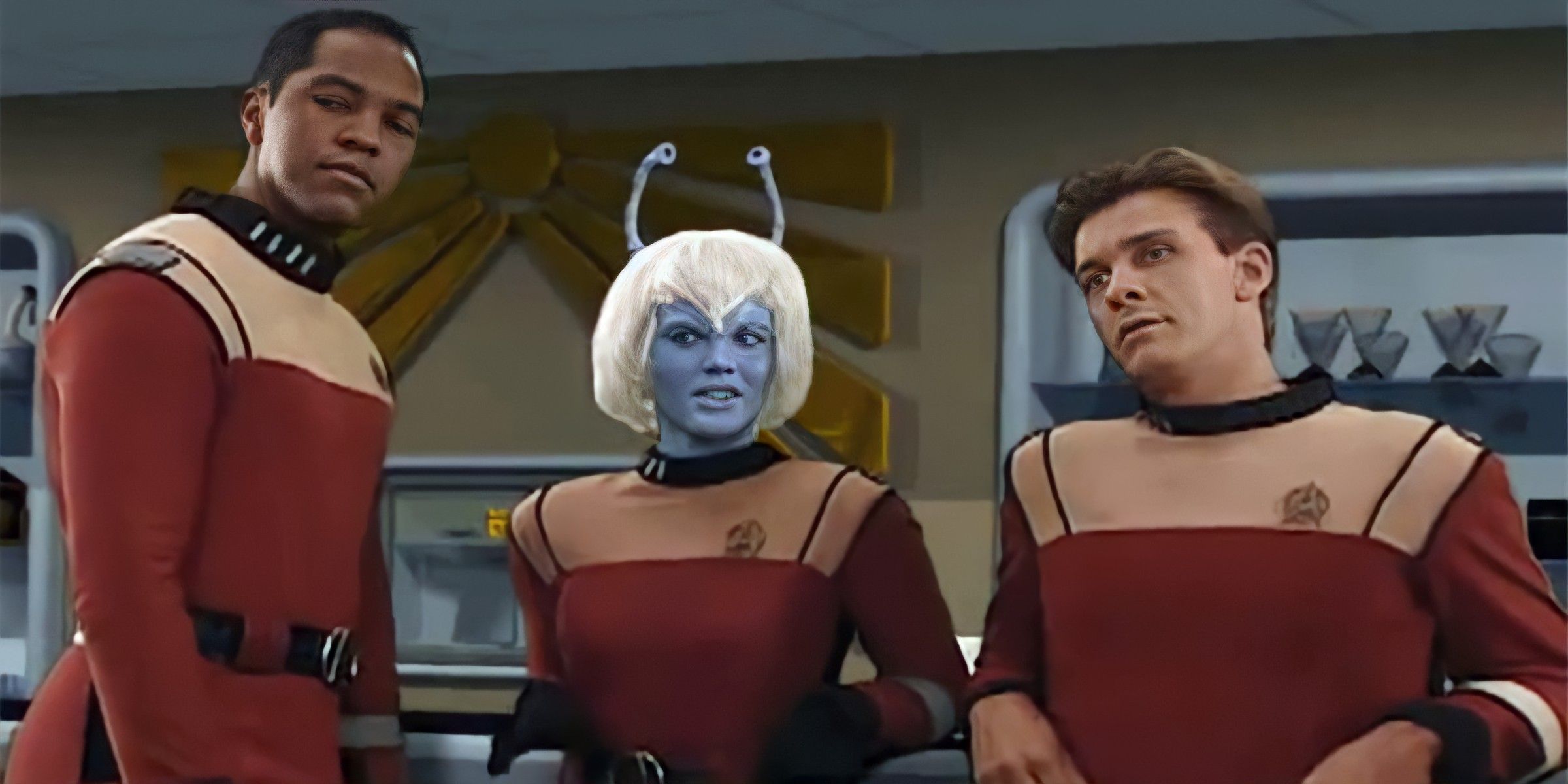 Students at Star Trek's Starfleet Academy look ahead uninterested