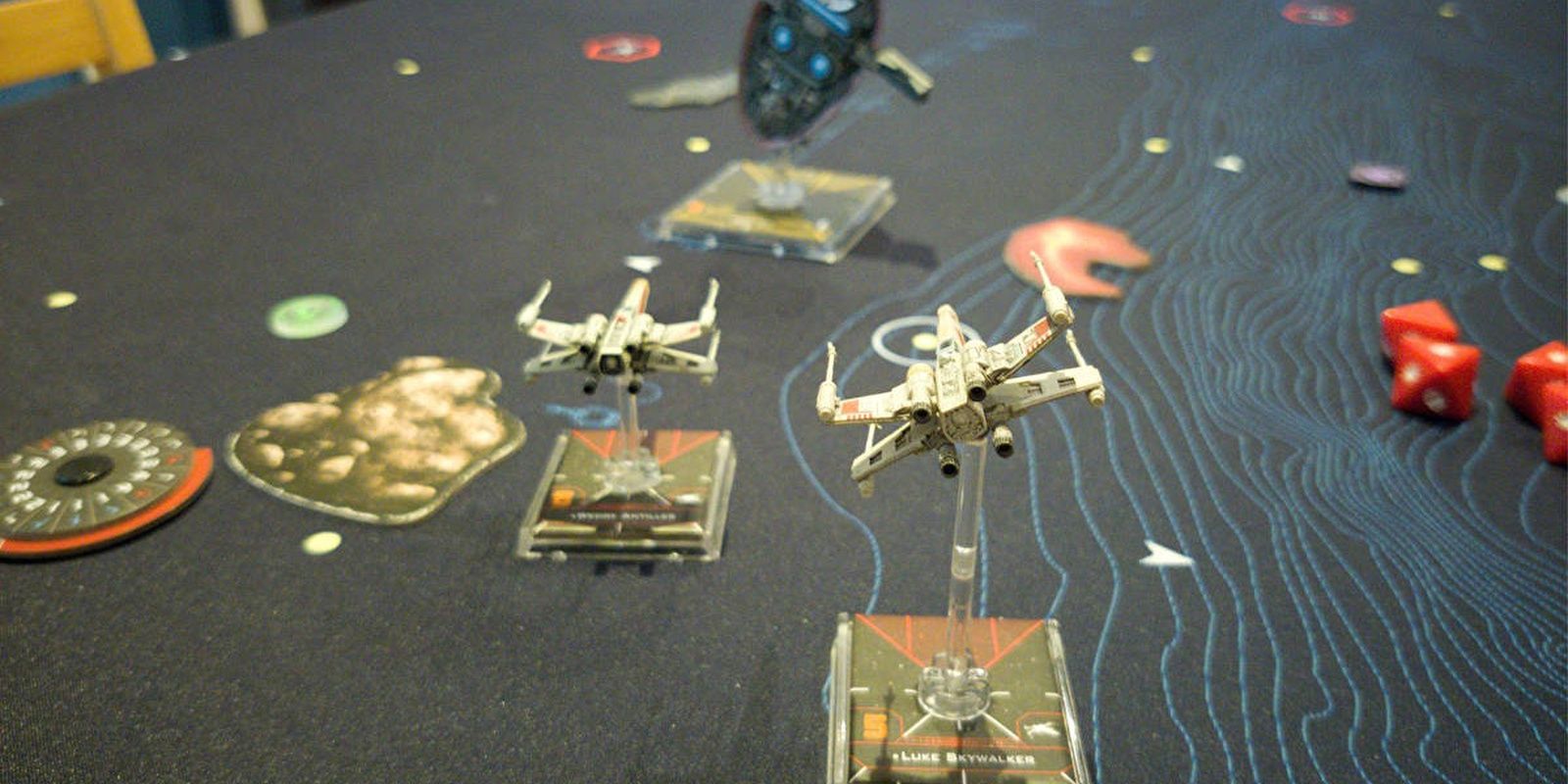 Star Wars X-Wing Miniatures Board Game Being Played