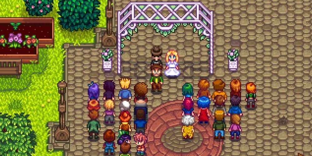 The player marrying Haley in Stardew Valley