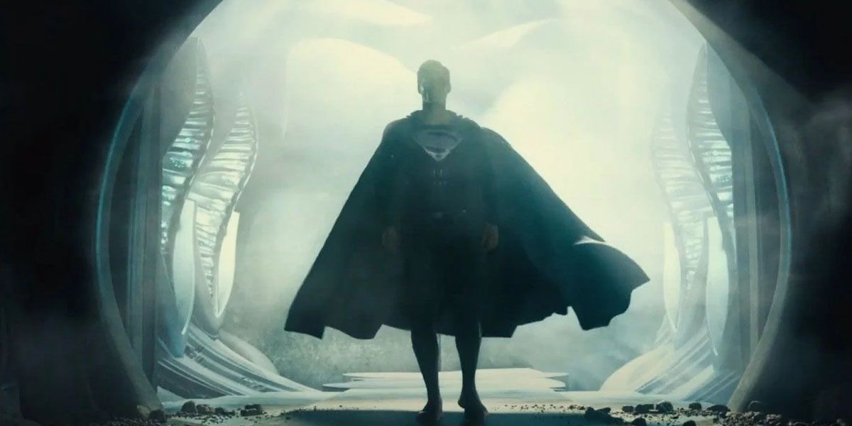 Superman in the black suit in Zack Snyder's Justice League.