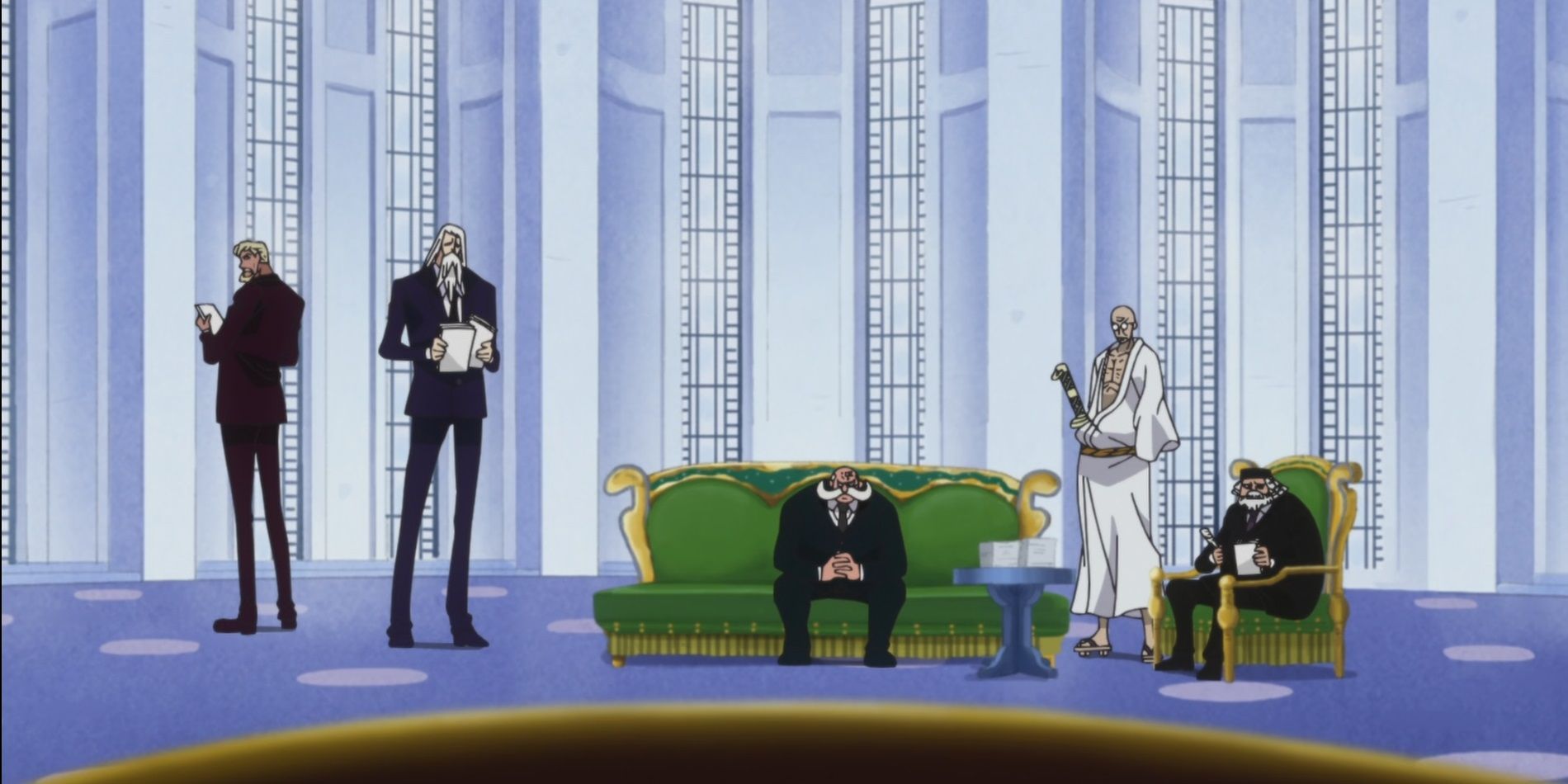 One Piece's Five Elders meet with Shanks.
