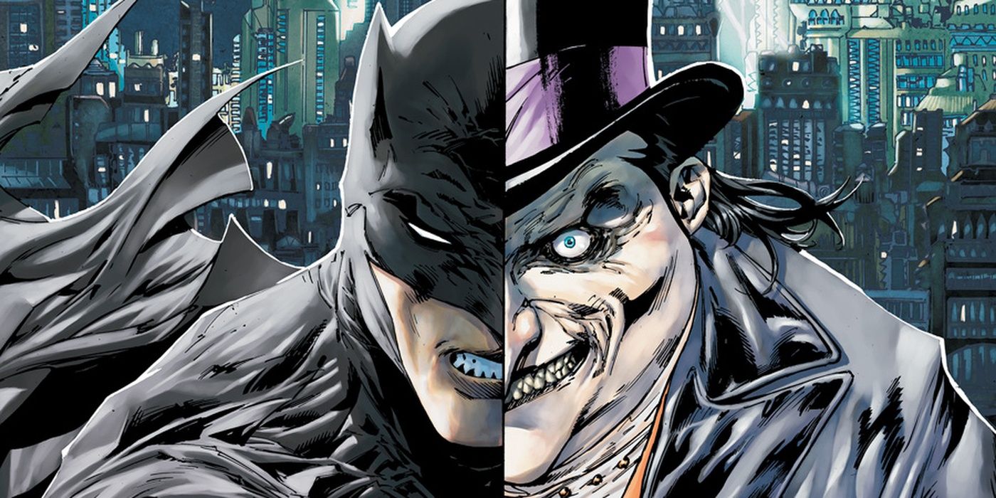 The Penguin and Batman Facing Off Cropped