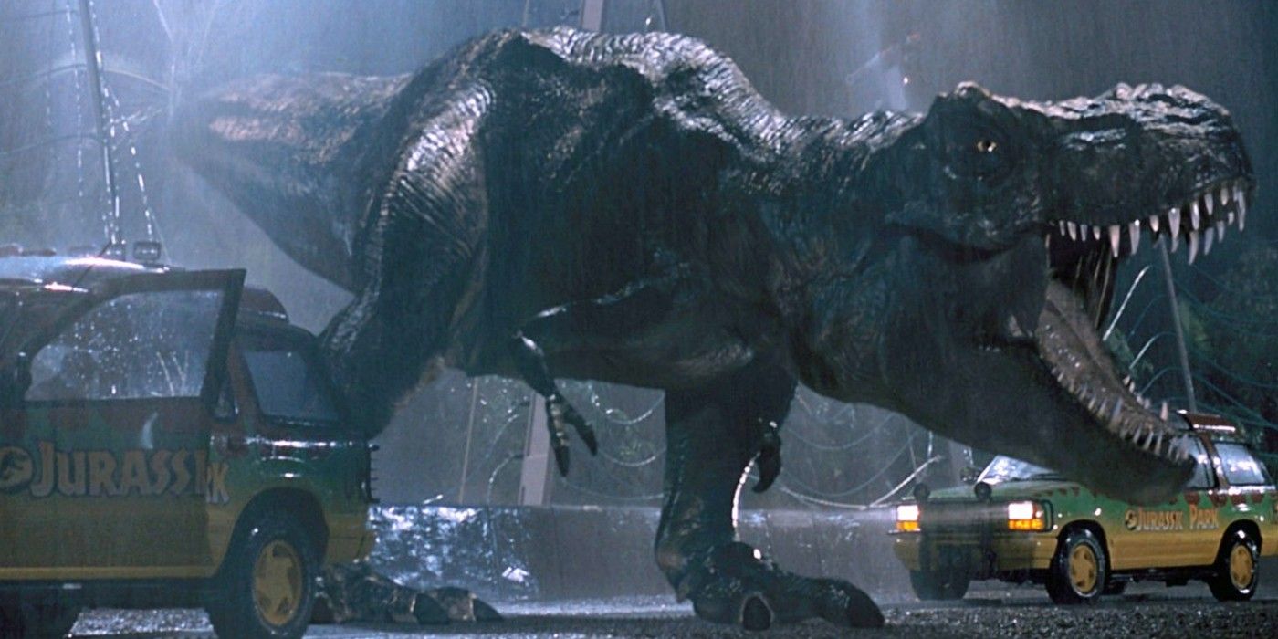 The T-Rex roaring between the tour cars in Jurassic Park.